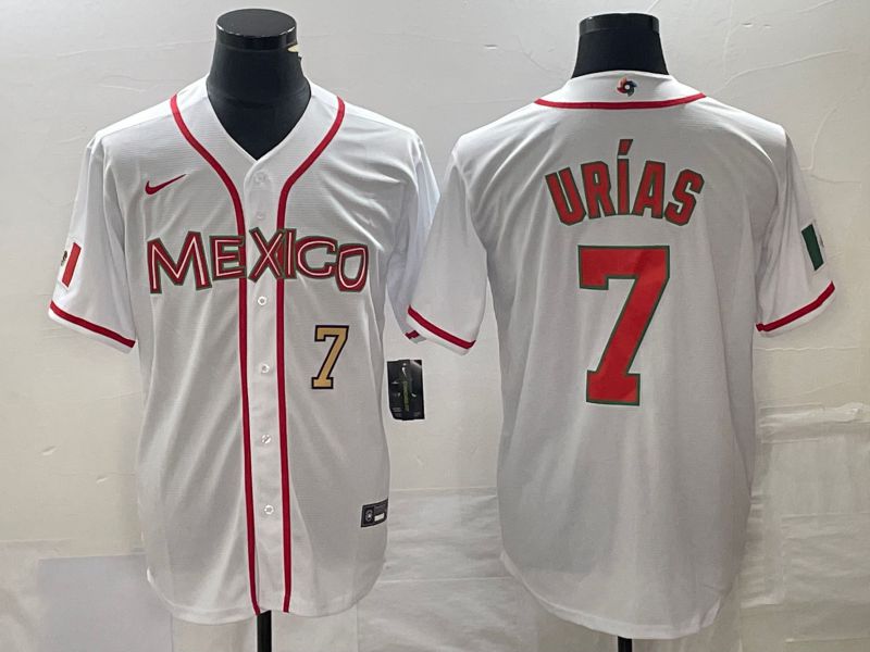 Men 2023 World Cub Mexico #7 Urias White red Nike MLB Jersey